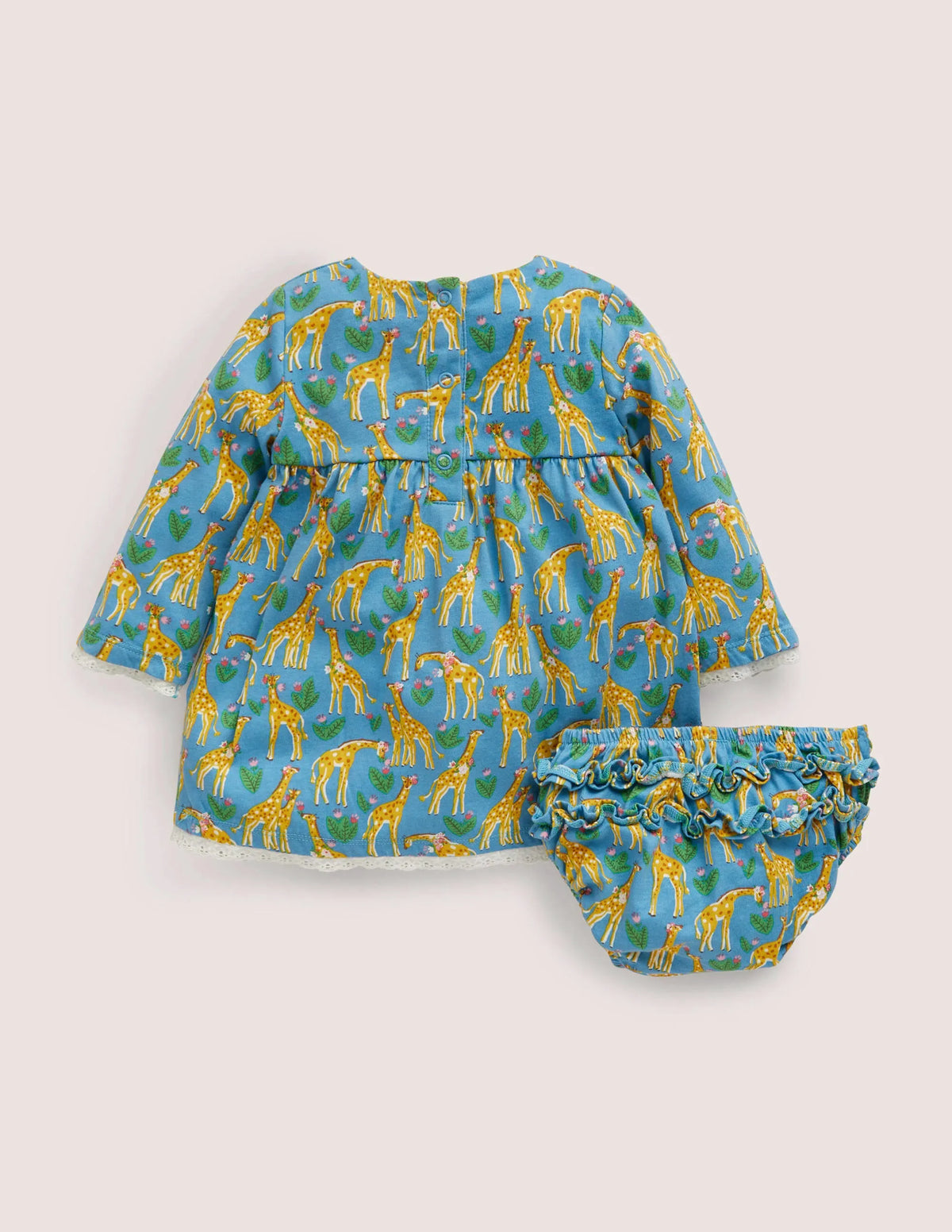 Printed Jersey Dress-Bright Blue Giraffes