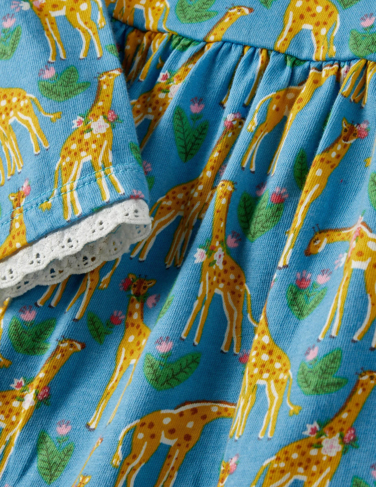 Printed Jersey Dress-Bright Blue Giraffes