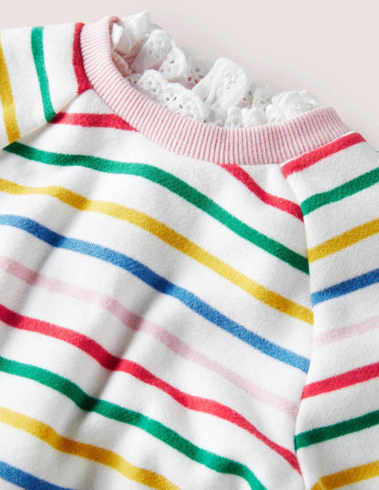 Jersey Ruffle Romper-Multi Stripe