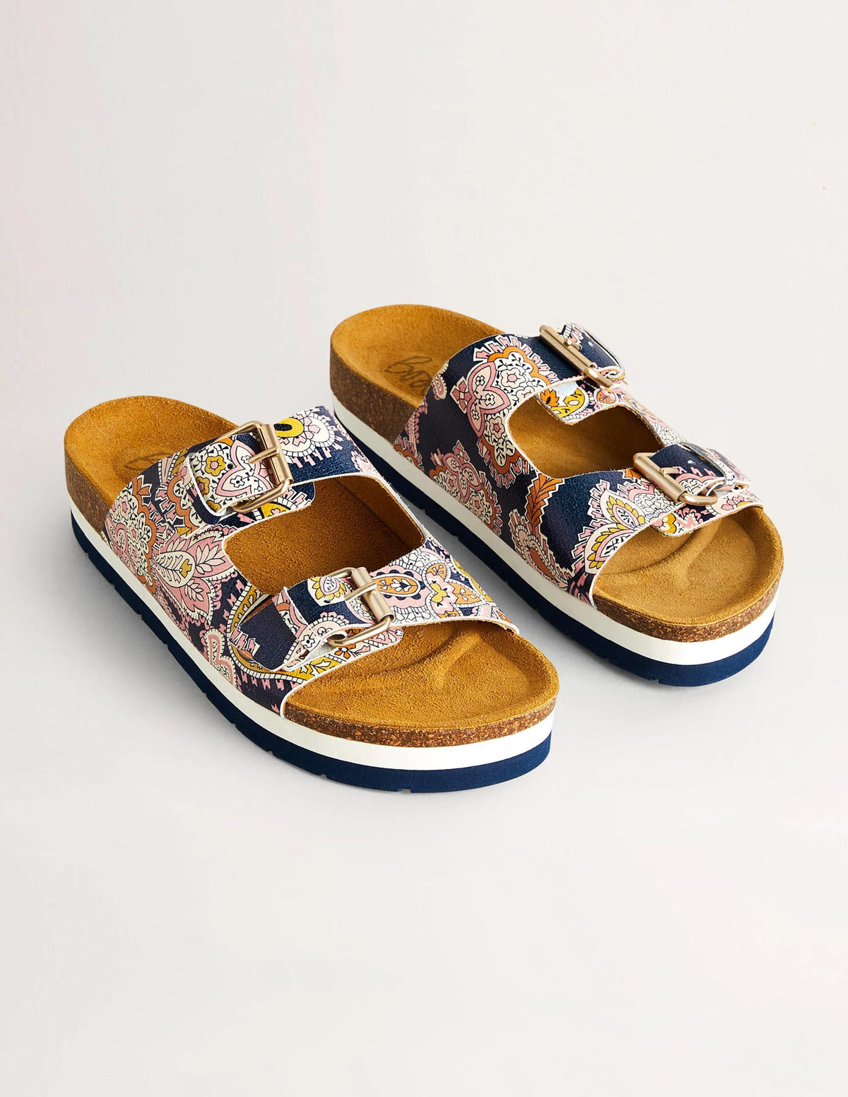 Ottoline Sandals-French Navy, Paisley Bud