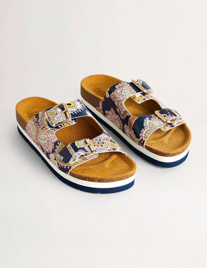 Ottoline Sandals-French Navy, Paisley Bud