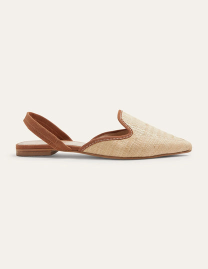 Lily Slingback Flat Sandals-Natural/ Tan