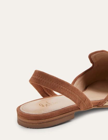 Lily Slingback Flat Sandals-Natural/ Tan