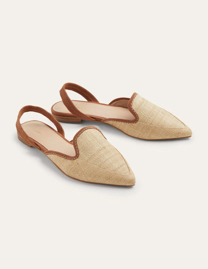 Lily Slingback Flat Sandals-Natural/ Tan