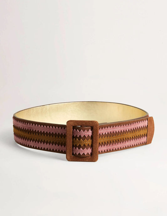 Contrast Stitch Waist Belt-Tan