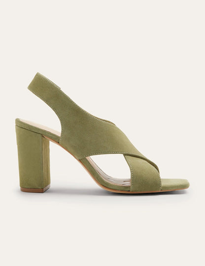 Cross Strap Heeled Sandals-Rainforest Floor
