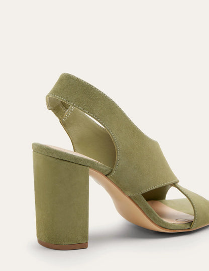 Cross Strap Heeled Sandals-Rainforest Floor