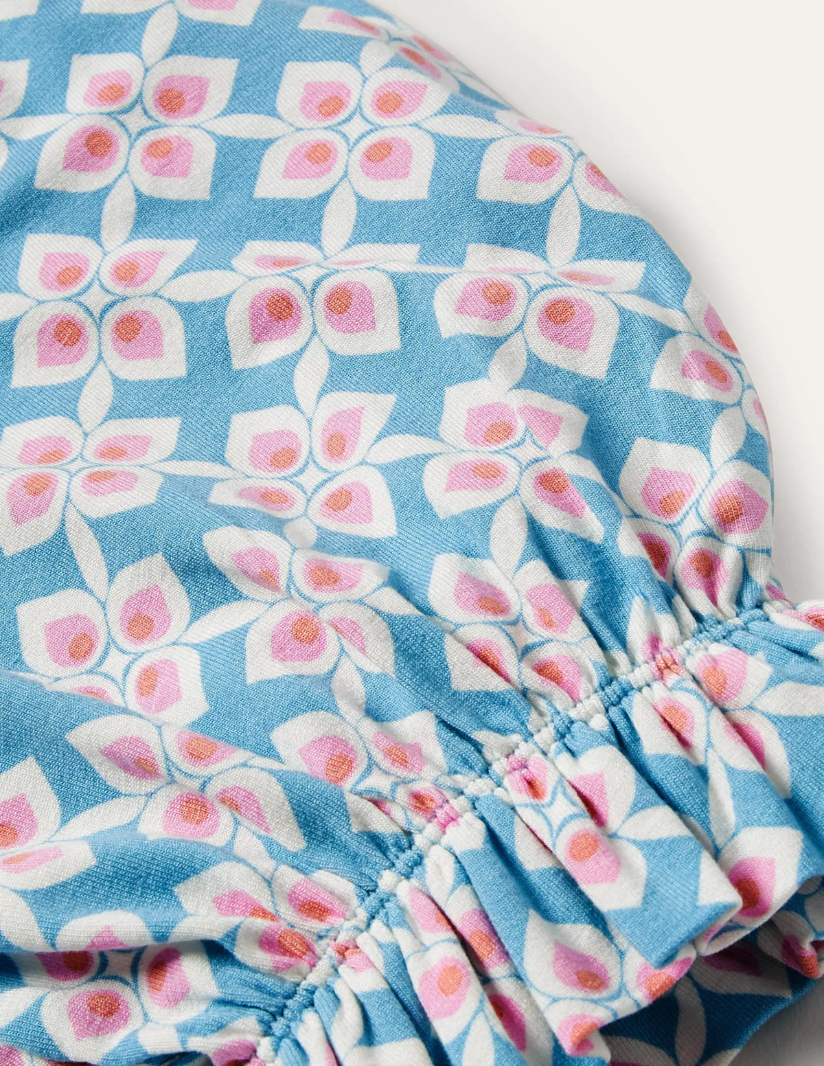 V-Neck Jersey Dress-Coastal Shade, Diamond Leaf