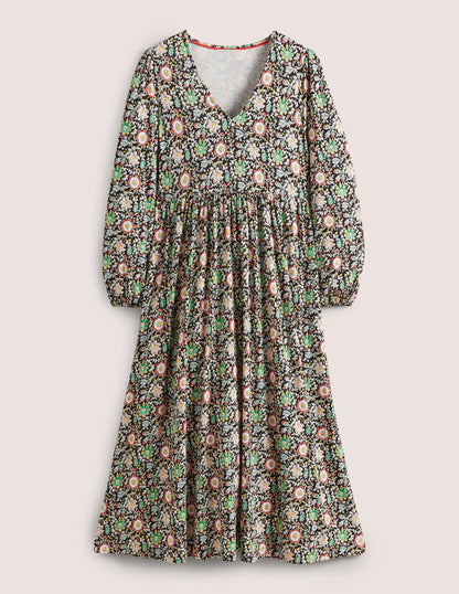 Long Sleeve Jersey Midi Dress-Multi, Enchanting Twig