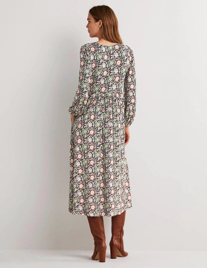 Long Sleeve Jersey Midi Dress-Multi, Enchanting Twig