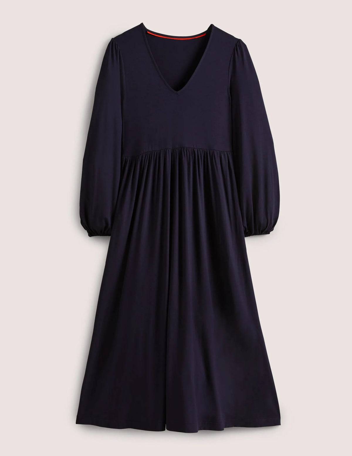 Long Sleeve Jersey Midi Dress-Navy