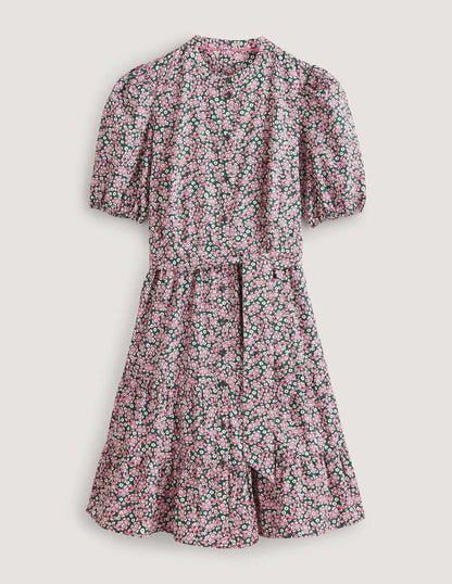 Tiered Shirt Dress-Trekking Green, Petal Paisley