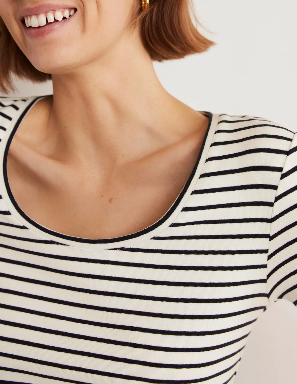 Essential Short Sleeve Tee-Ivory / Navy Stripe