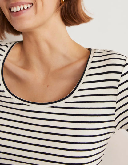 Essential Short Sleeve Tee-Ivory / Navy Stripe