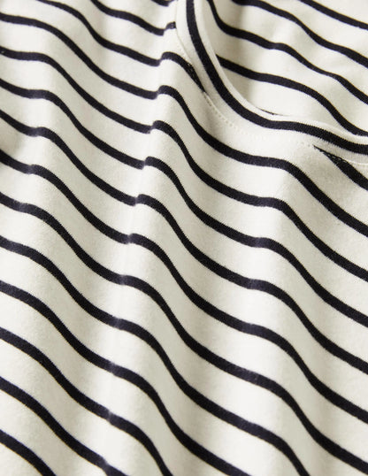 Essential Short Sleeve Tee-Ivory / Navy Stripe