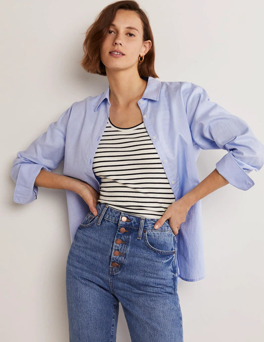 Essential Short Sleeve Tee-Ivory / Navy Stripe