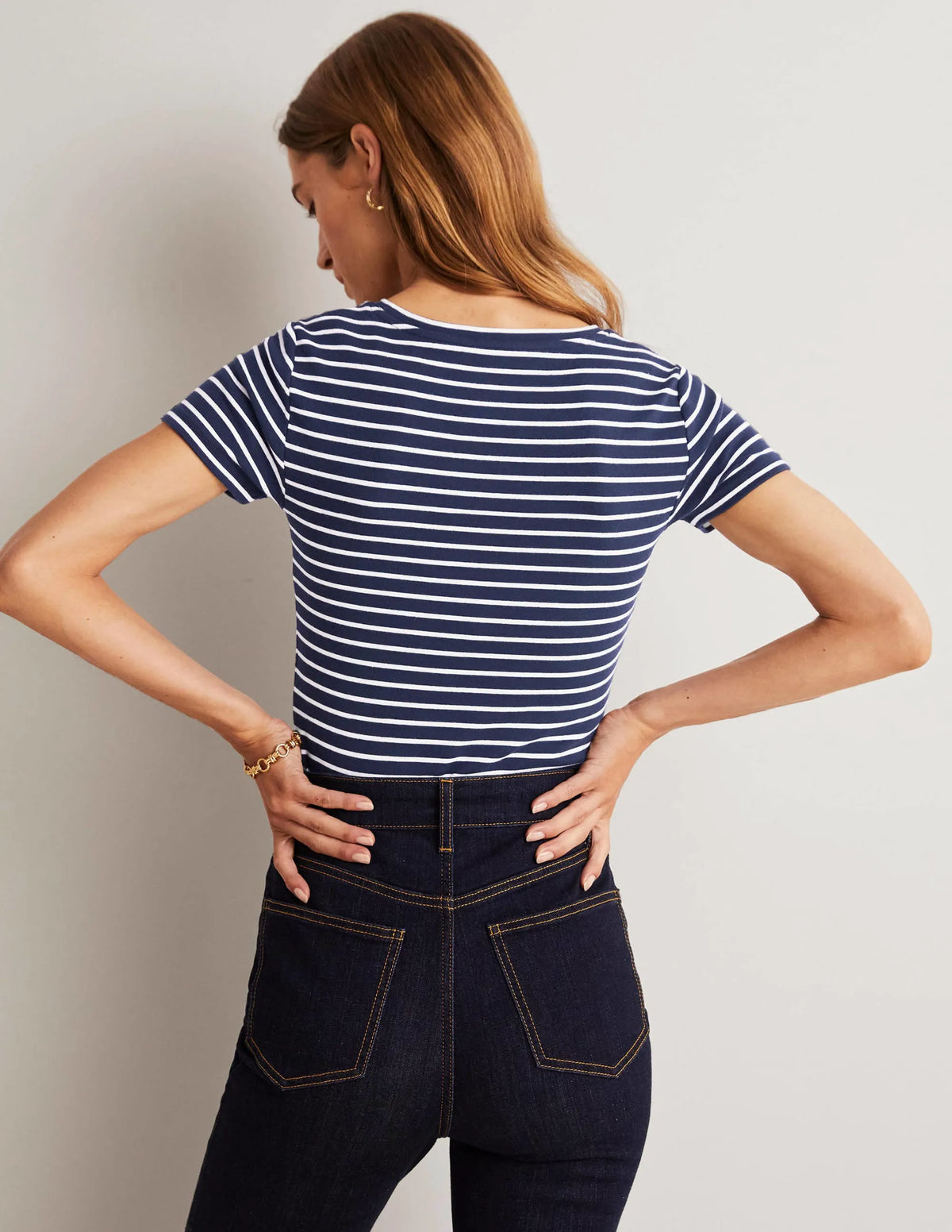 Essential Short Sleeve Tee-Navy / Ivory Stripe