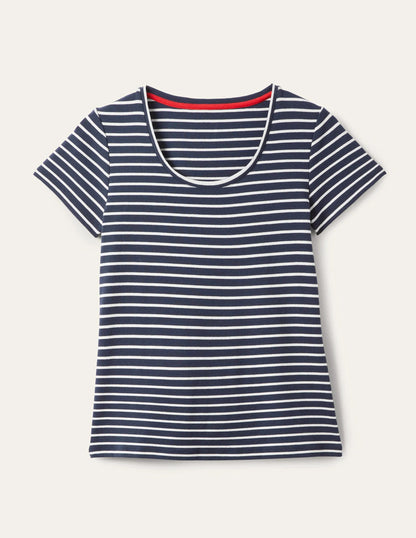 Essential Short Sleeve Tee-Navy / Ivory Stripe