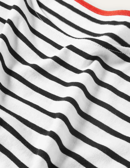 Short Sleeve Breton T-Shirt-Ivory / Black Stripe