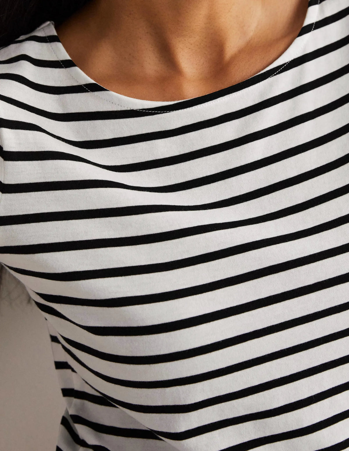 Short Sleeve Breton T-Shirt-Ivory / Black Stripe