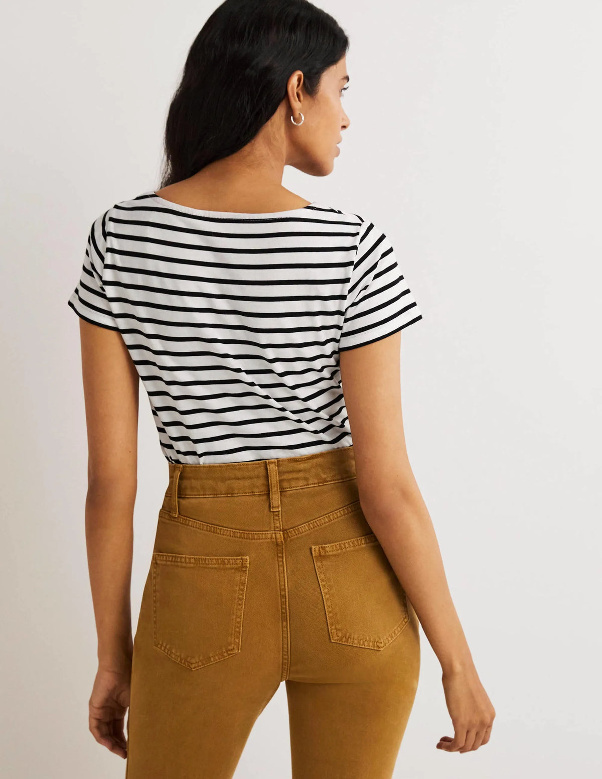 Short Sleeve Breton T-Shirt-Ivory / Black Stripe