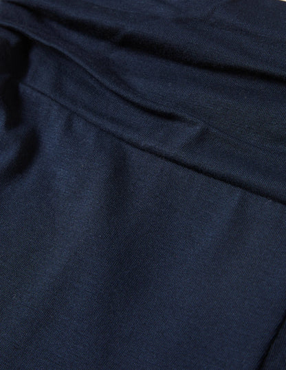 Wide Leg Jersey Pants-Navy