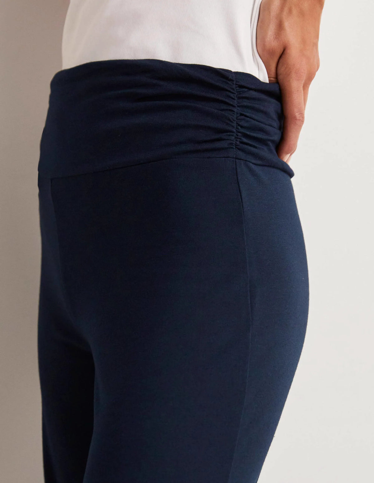 Wide Leg Jersey Pants-Navy