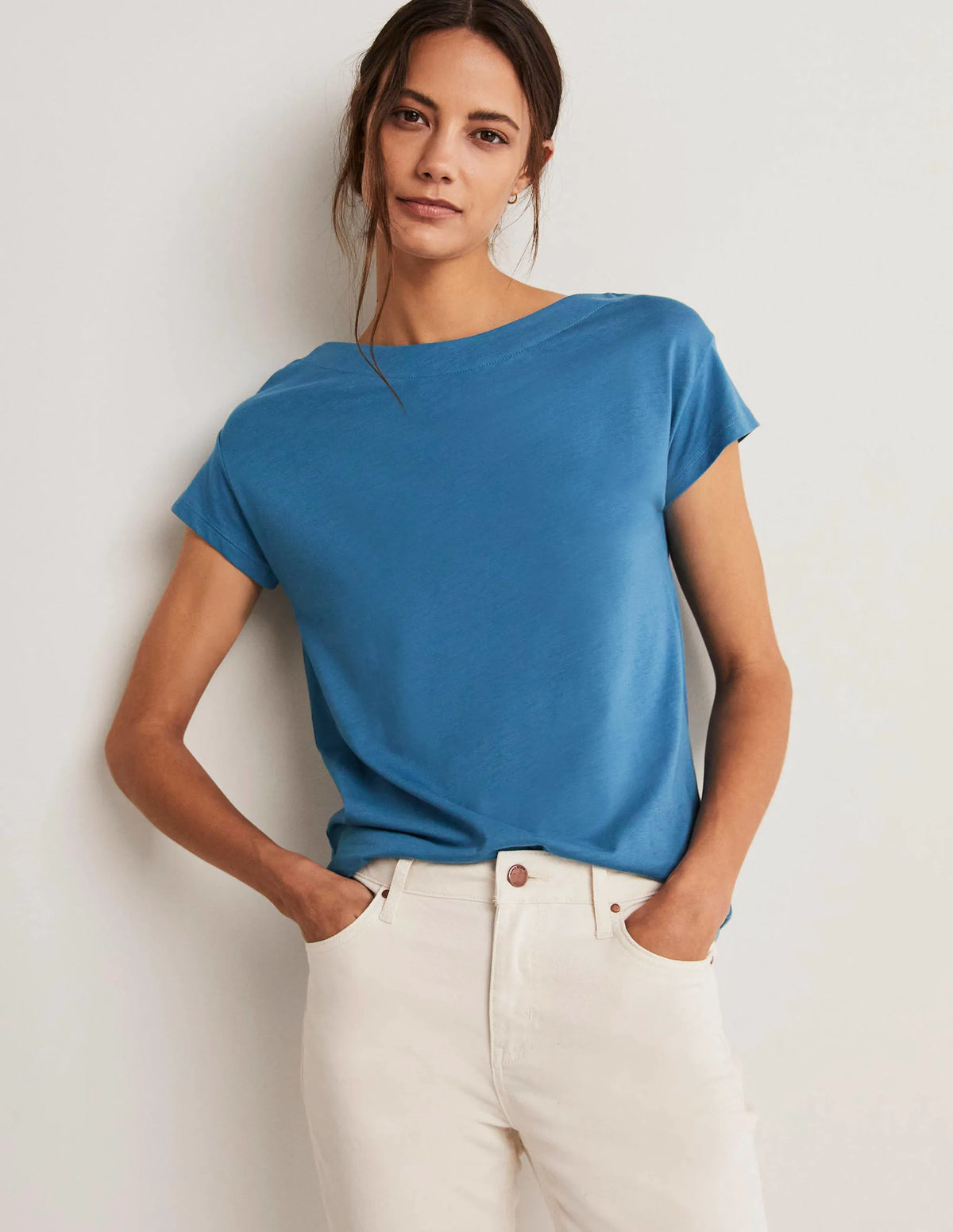 Supersoft Boat Neck T-Shirt-Azure