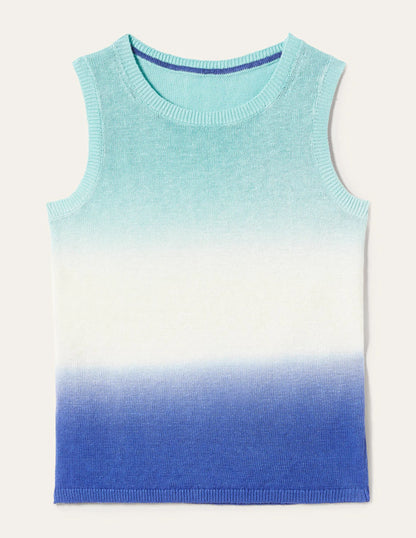 Dip-Dye Linen Tank-Blues Ombre