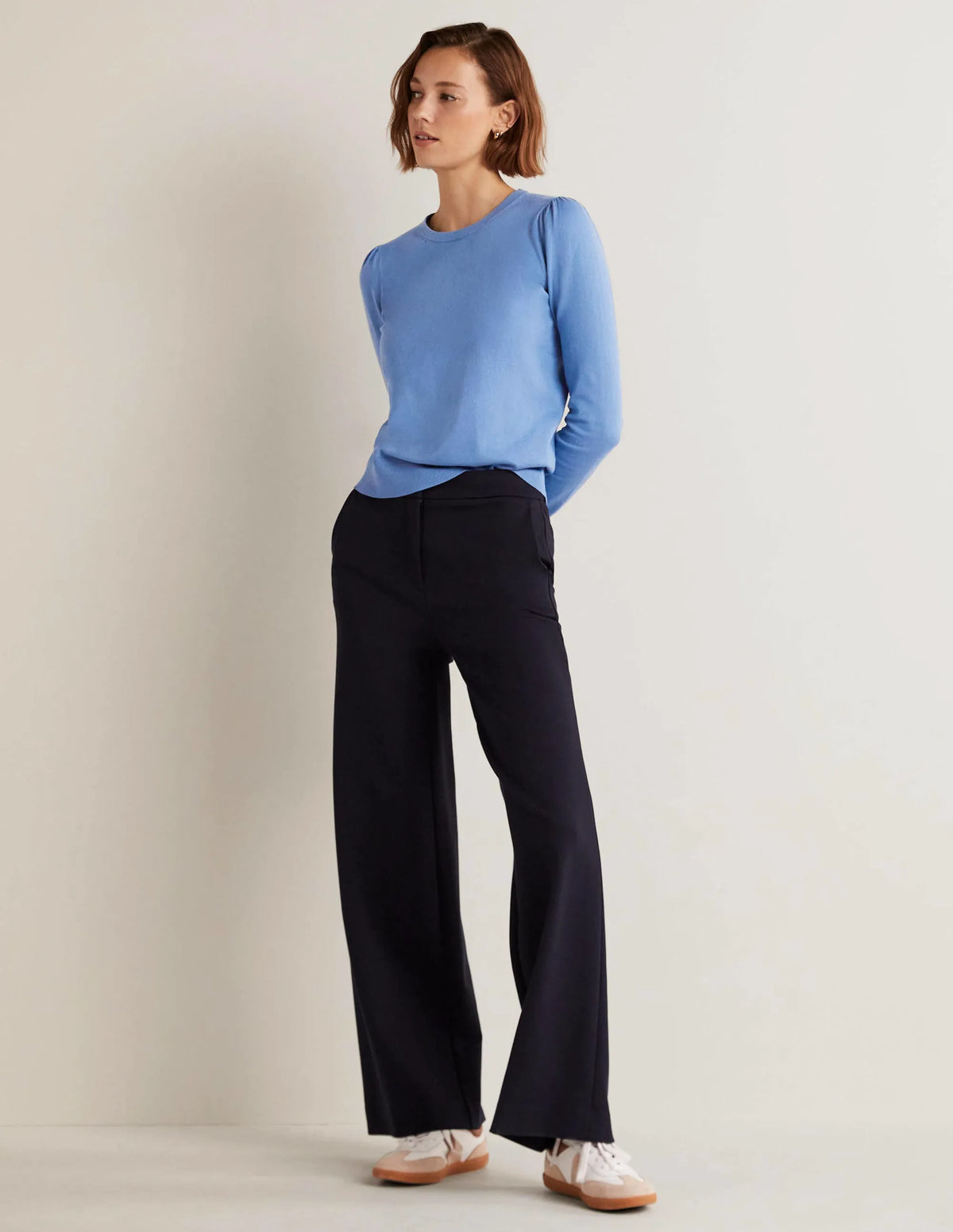Cotton Crew Neck Sweater-Riviera Blue