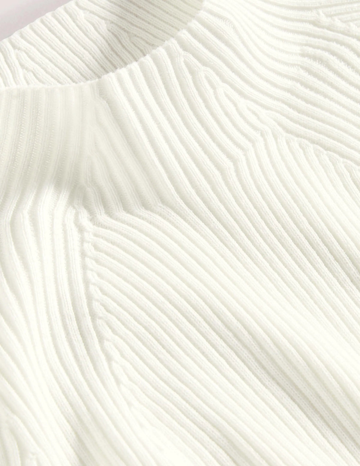 Ribbed High Neck Sweater-Ivory