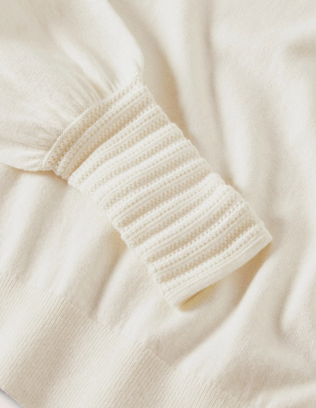 Pointelle Detail Sweater-Ivory