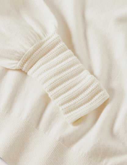 Pointelle Detail Sweater-Ivory