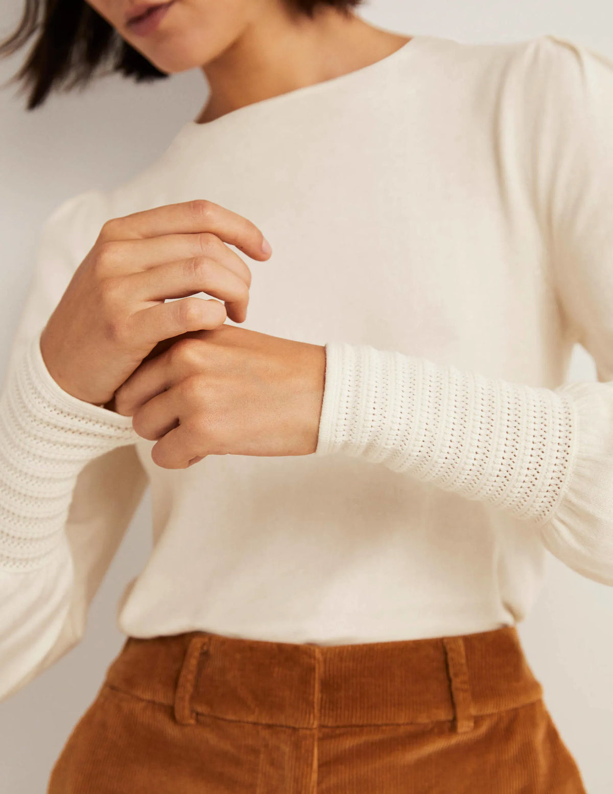 Pointelle Detail Sweater-Ivory