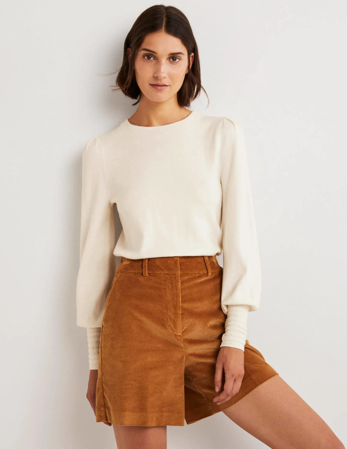 Pointelle Detail Sweater-Ivory