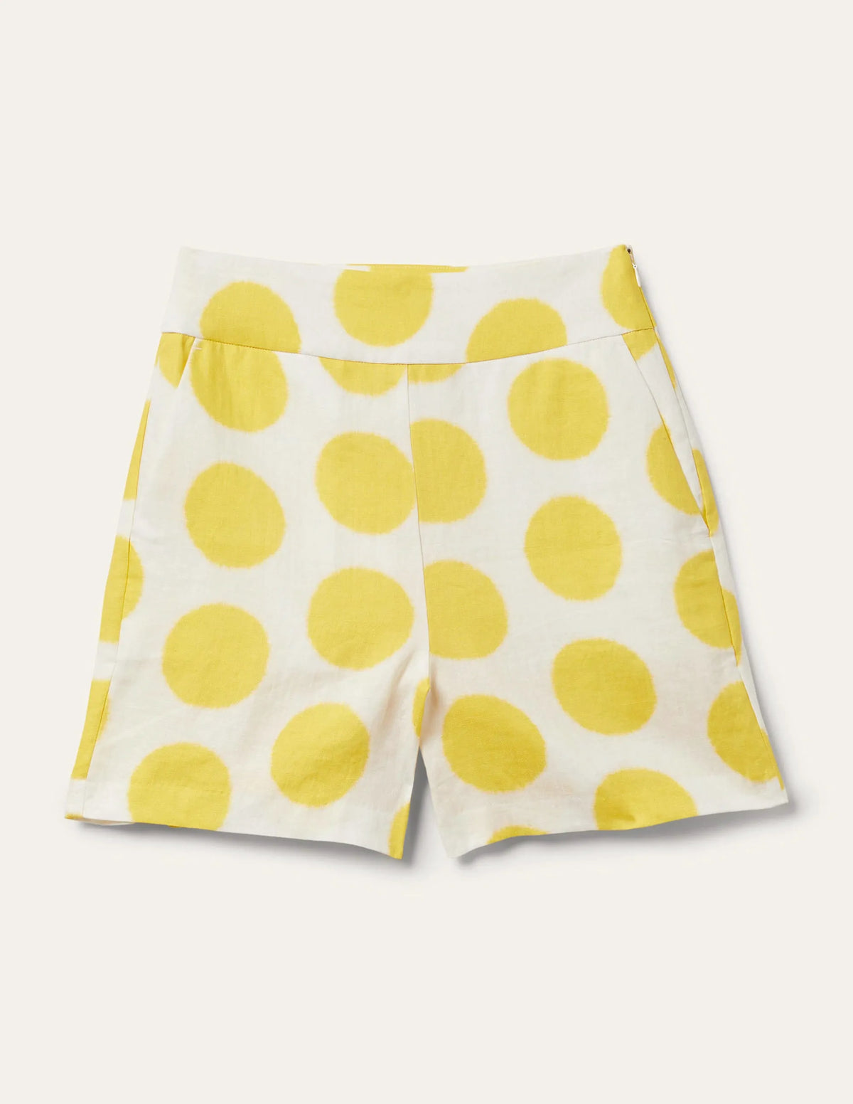 Georgina Linen Shorts-Lemon Fizz, Ikat Spot