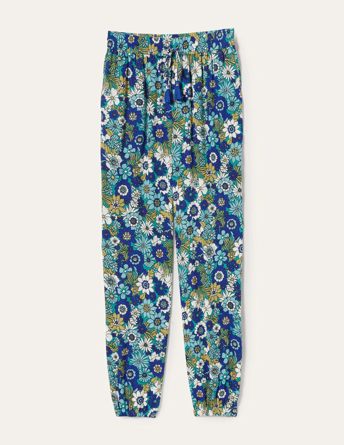 Crinkle Tapered Pants-Emerald, Bloom Garden