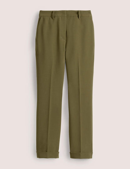 Tailored Turn Up Trousers-Basil Green