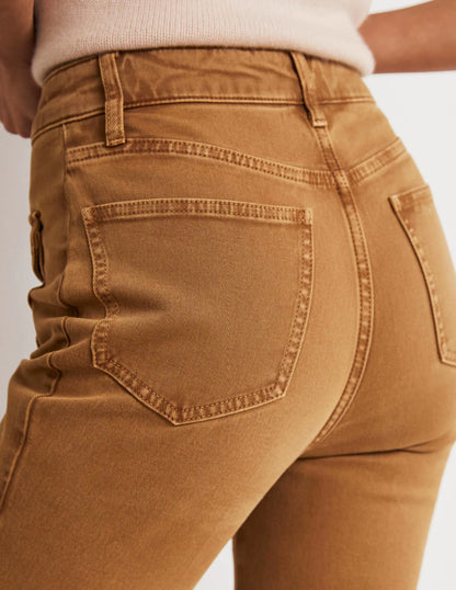 High Waist Flare Pants-Butterscotch Brown