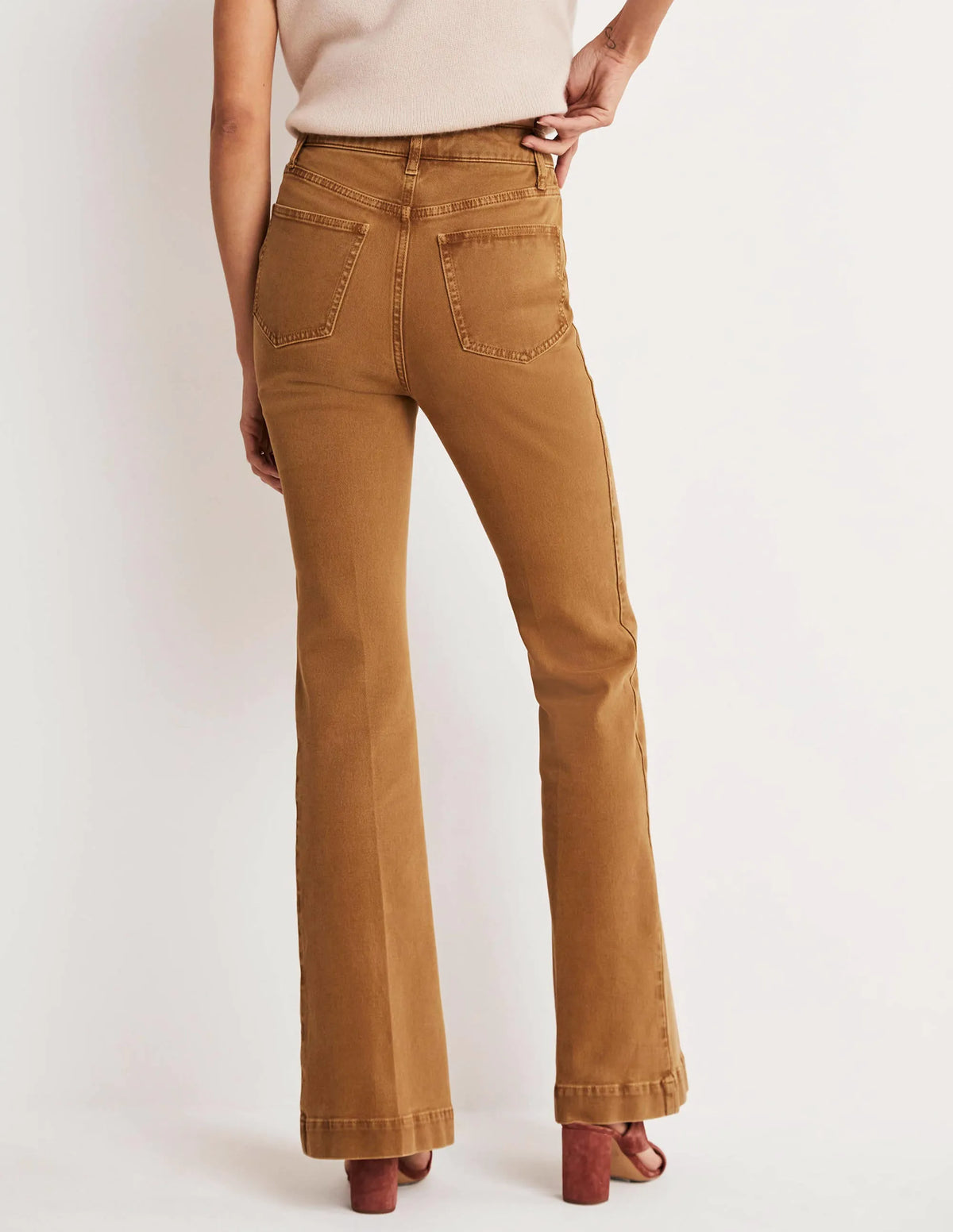 High Waist Flare Pants-Butterscotch Brown