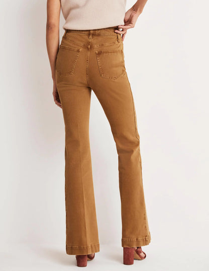 High Waist Flare Pants-Butterscotch Brown
