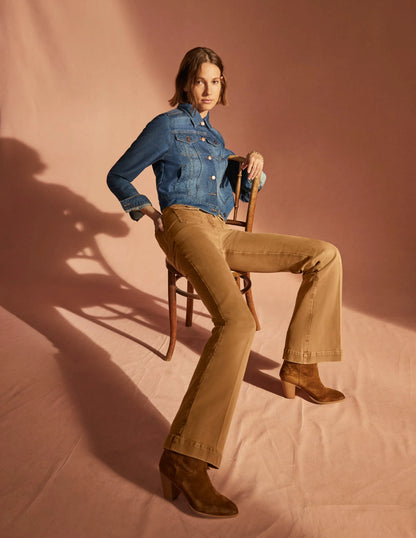 High Waist Flare Pants-Butterscotch Brown