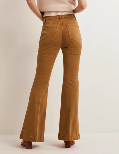High Waist Flare Pants-Butterscotch Brown