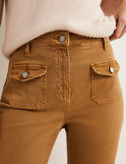 High Waist Flare Pants-Butterscotch Brown