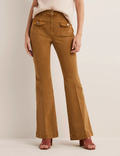 High Waist Flare Pants-Butterscotch Brown