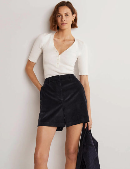 High Waist Shorts-Navy