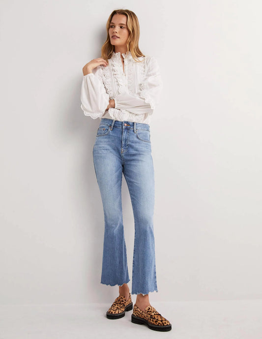 Fitted Cropped Flare Jeans-Light Vintage