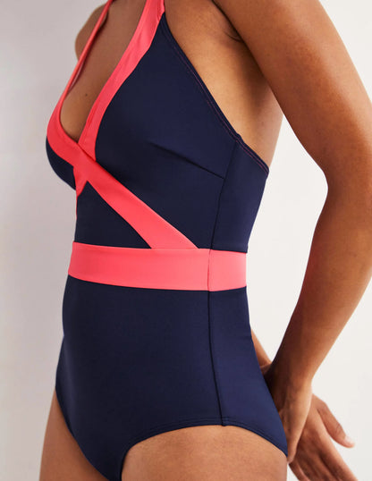 Kefalonia Halterneck Swimsuit-Harmony Blue Colourblock