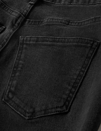 Relaxed Straight Jeans-Washed Black