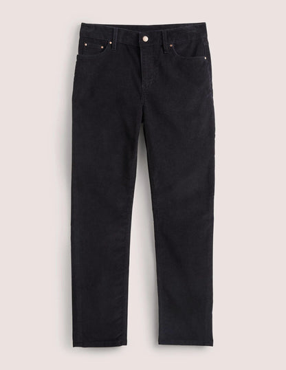 Corduroy Slim Straight Jeans-Navy
